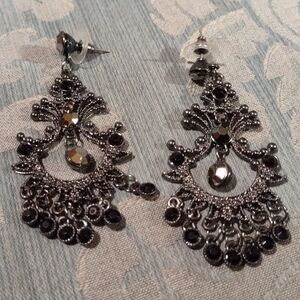 Black onyx chandelier earrings